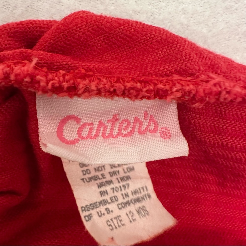 Vintage Carter's Corduroy Dress Red Button Straps Baby Toddler Size 12M - Picture 4 of 5